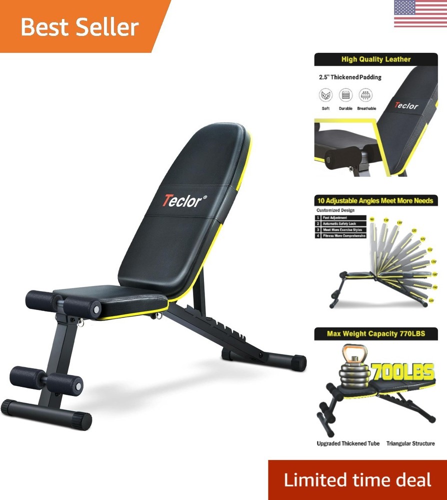 Foldable Adjustable Weight Bench - 10 Position Strength Trainer, 770LB Capacity