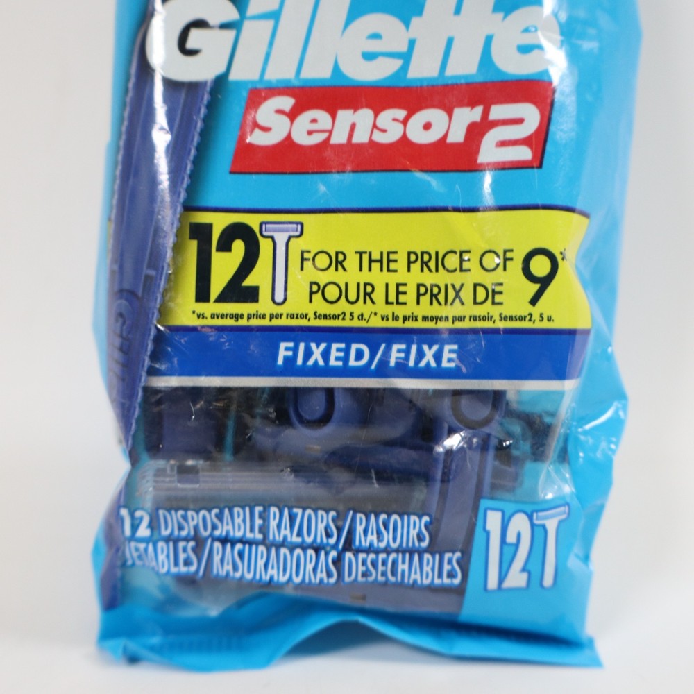 Gillette Sensor2 Men's Disposable Razors Fixed, 12 Count
