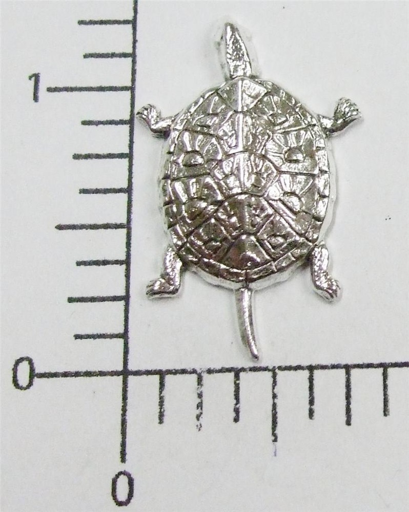 48424        2 Pc   Matte Silver Oxidized Turtle Jewelry Finding