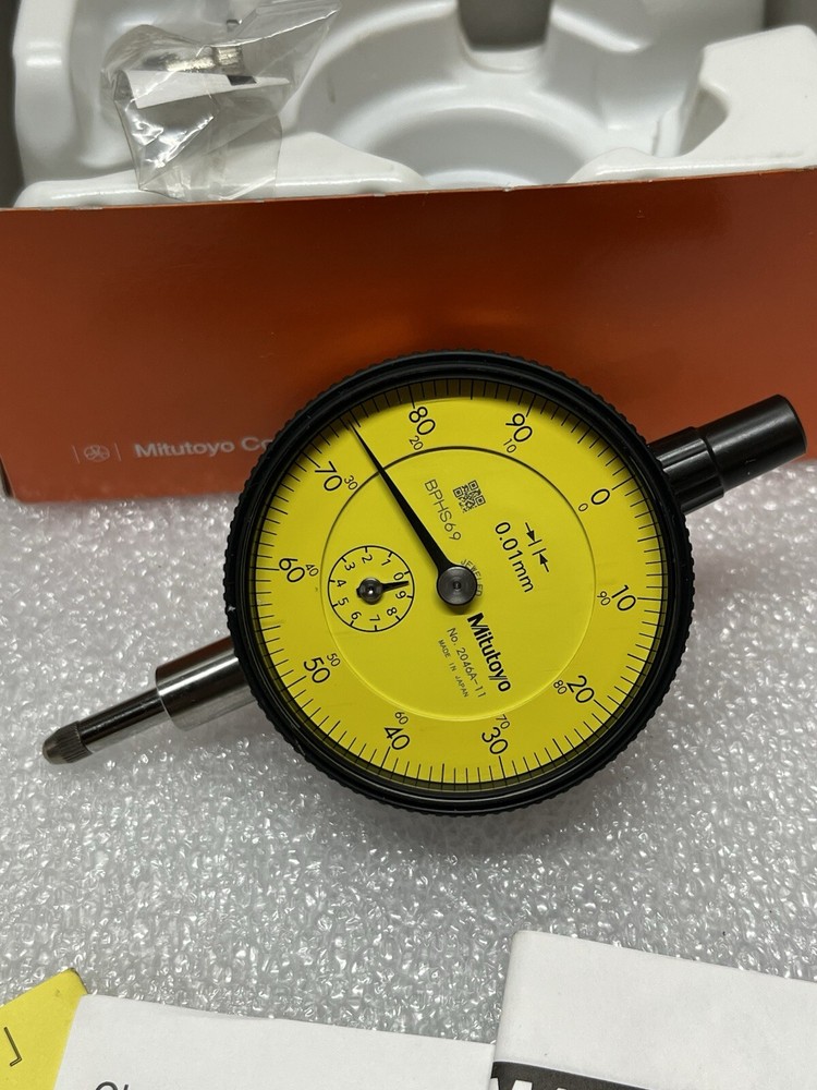MITUTOYO Dial Drop Indicator: 0-100 Dial Reading, 0.0100 mm Accuracy