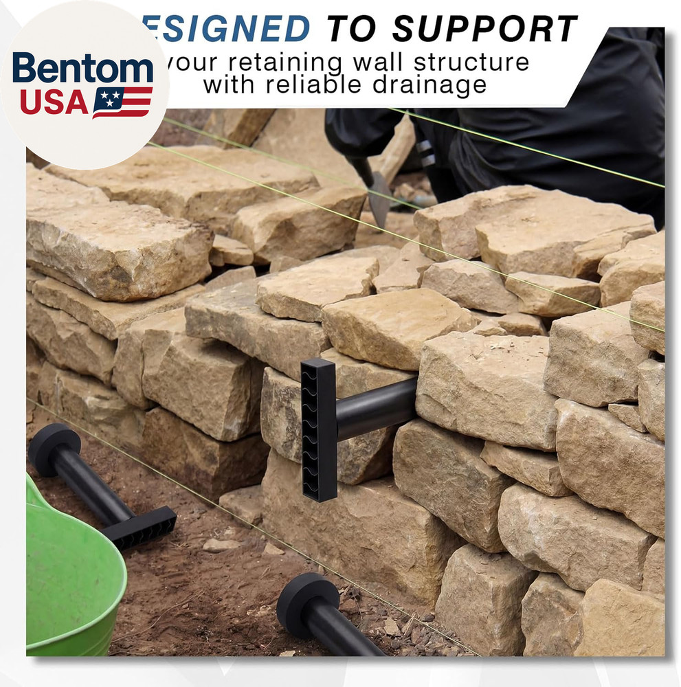 4 Pack Universal Retaining Wall Blocks with French Drain Pipe for Proper Drainag