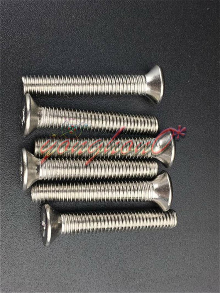 25-100PCs Metric silver M3 Flat Countersunk Head Cross Screw Cap Bolt
