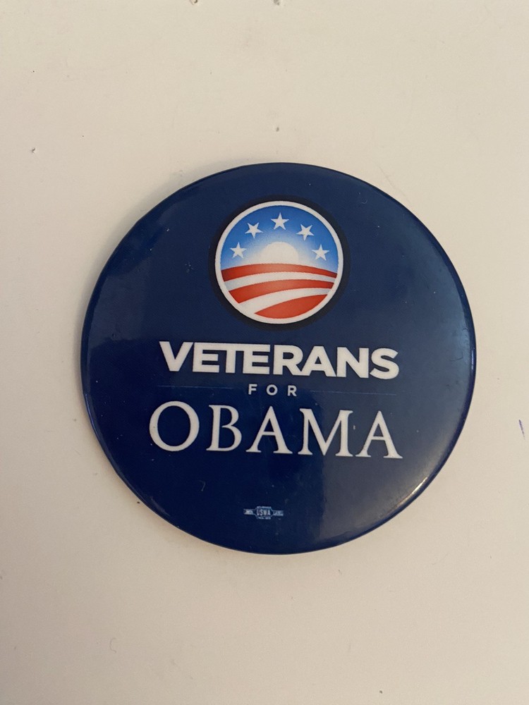 Veterans For Obama Pin Back Button P24