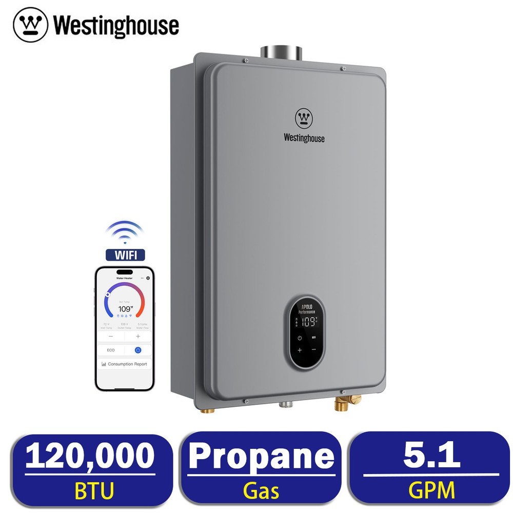 Westinghouse 5.1 GPM Tankless Water Heater Propane Indoor 120K BTU WIFI Control