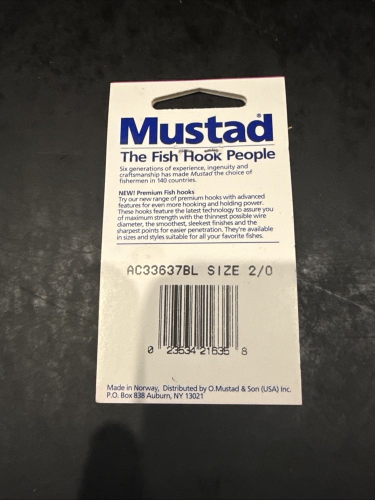 Mustad Ref AC33637BL Size 2/0 Qty 8 Per Pack