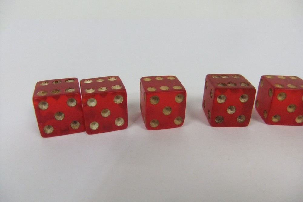 Red Translucent Bakelite Dice with Cheater Dice 1/2”