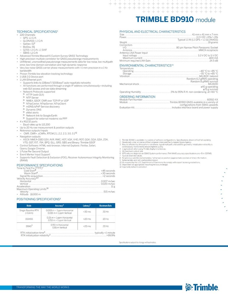 High-precision GNSS Positioning Board module Trimble BD910 GNSS receiver module