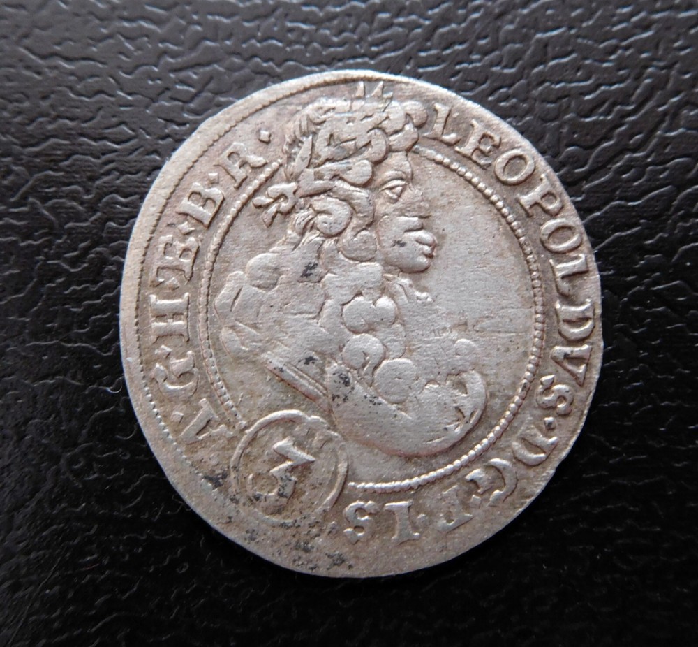AUSTRIA / LEOPOLD I. - SILVER 3 KREUZER / 1696 CB