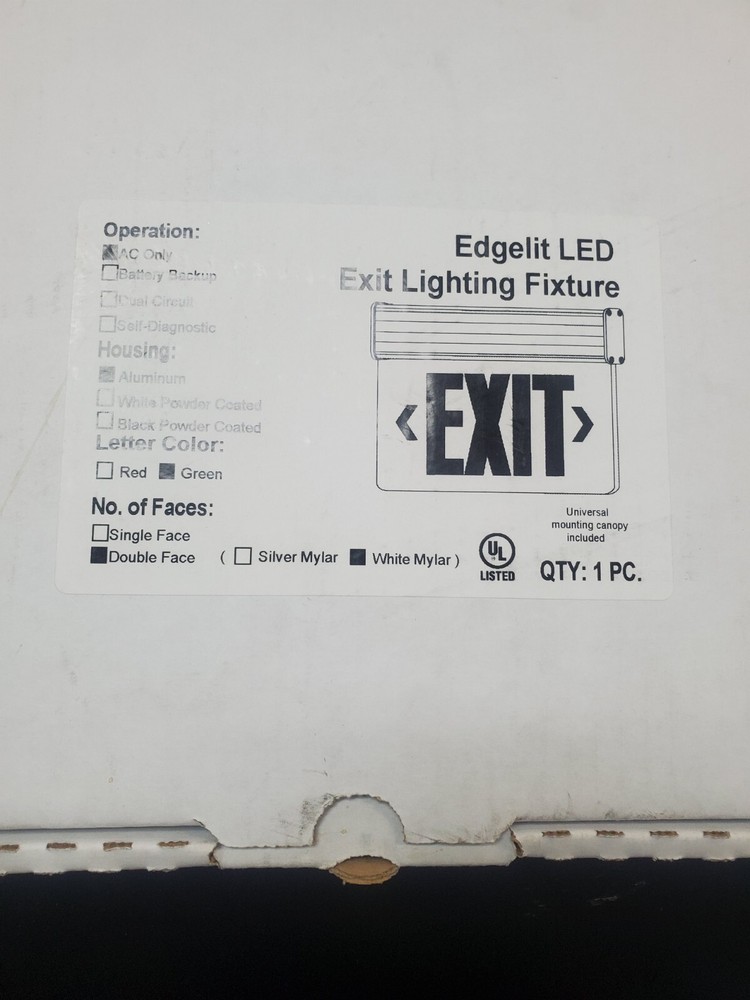 Mule Green Exit LED Sign CEL-2-A-GW-BA-U