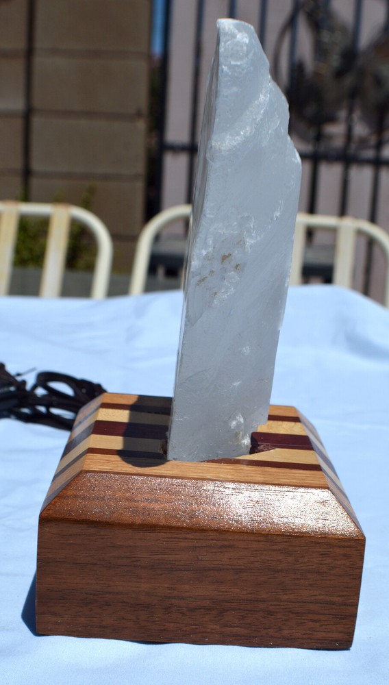 #11,578 Large Clear Selenite in Lighted Stand