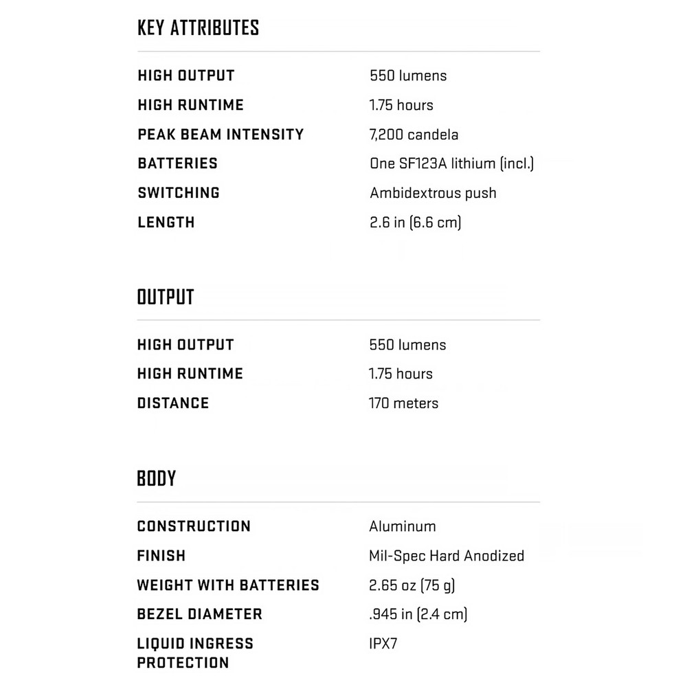 SUREFIRE XC3 Compact Black Weapon Light (XC3-A)