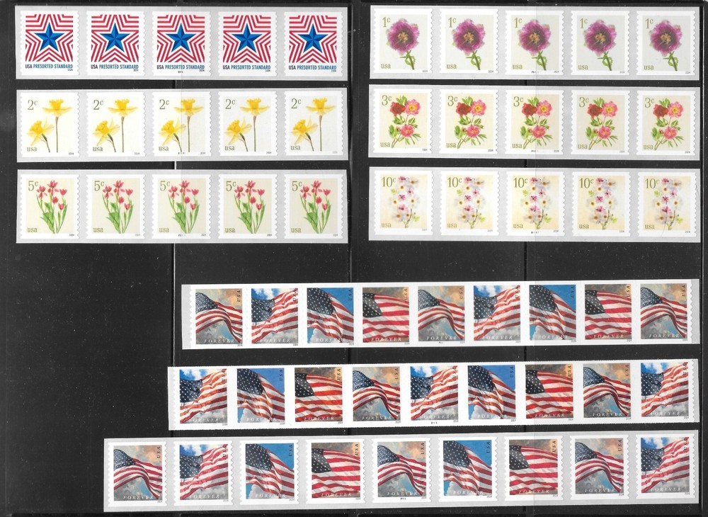 COMPLETE 2024 Plate Number Coil YEAR SET--9 Different Issues, MNH, F-VF