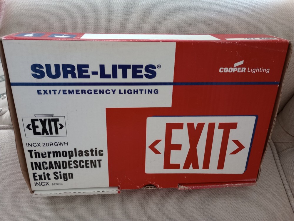 Cooper Lighting Sure-Lites Exit/Emergency Sign- INCX 20RGWH