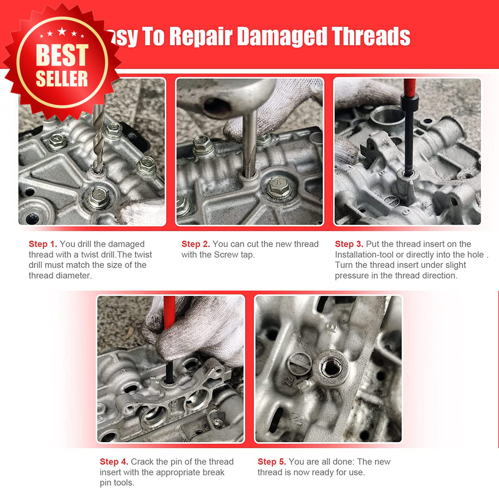 M10x1.5 Metric Thread Repair Kit HSS Drill Tap Insert Rethread Auto Tool US