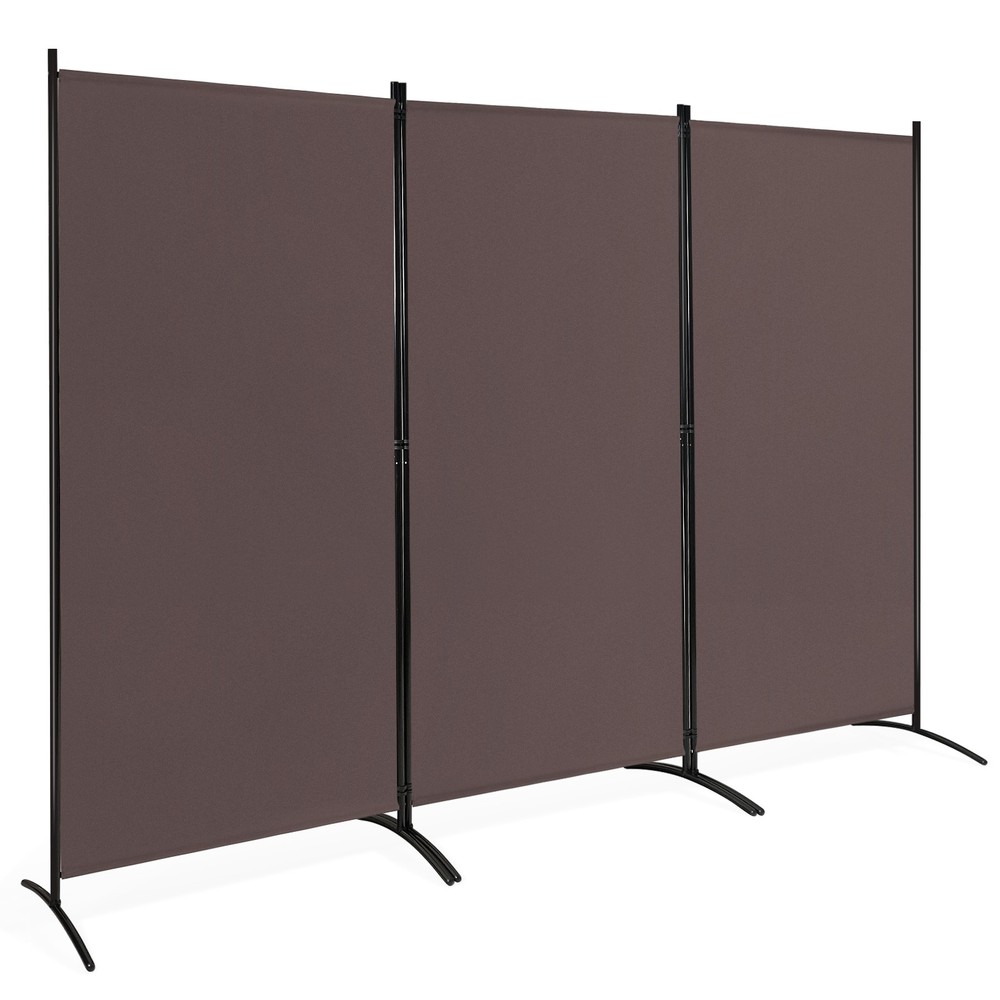Folding Privacy Partition Screen 3-Panel Room Divider for Office Room Brown