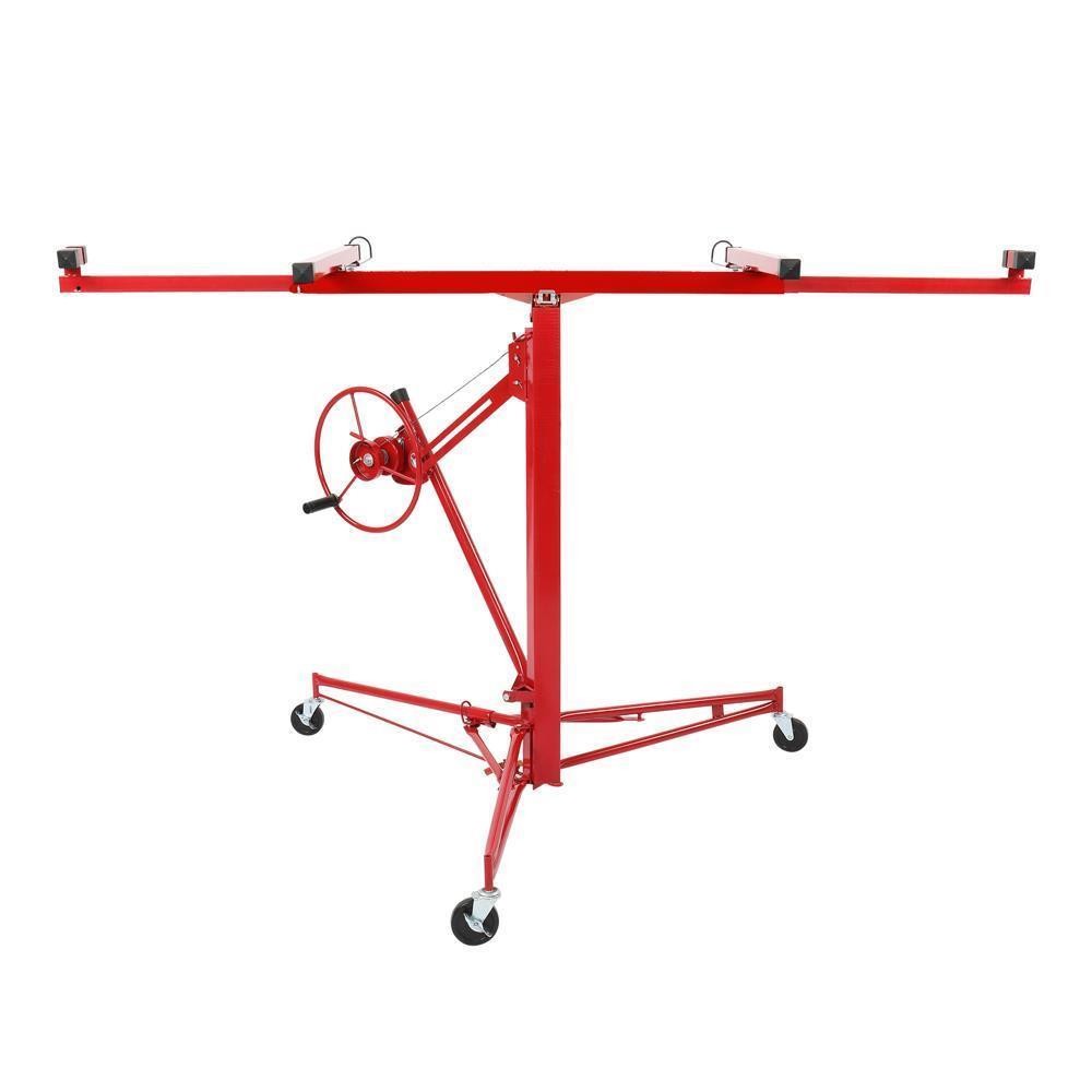 16' Drywall Lift Panel Hoist Sheetrock Plasterboard Jack Lifter Rolling Tool Red
