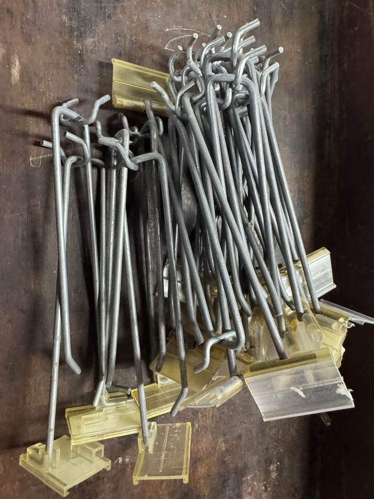 Assorted Bundle Of 23 Heavy Duty 3/8” Double Armed Peg Hooks 7”&8”