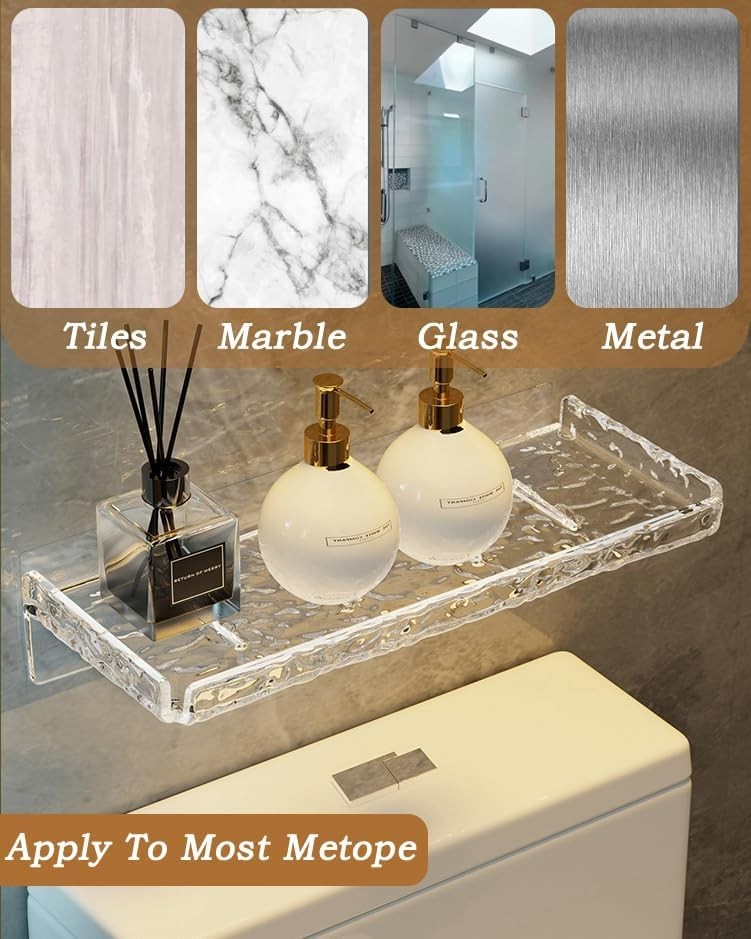 Shower Organizer, Wall Floating Shelf, Clear Wall Mounted Organizer for Bathr...