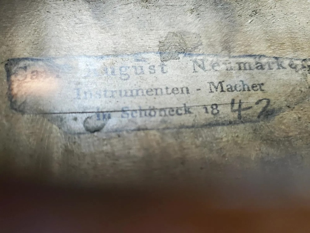 German Violin Marked Carl August Neumarker 4X4