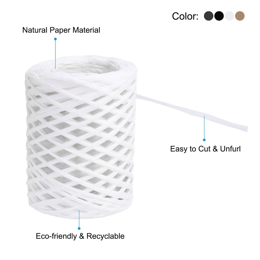 Raffia Ribbon 100 Yard, 4 Roll Natural Packing Paper Twine Strings Multicolored