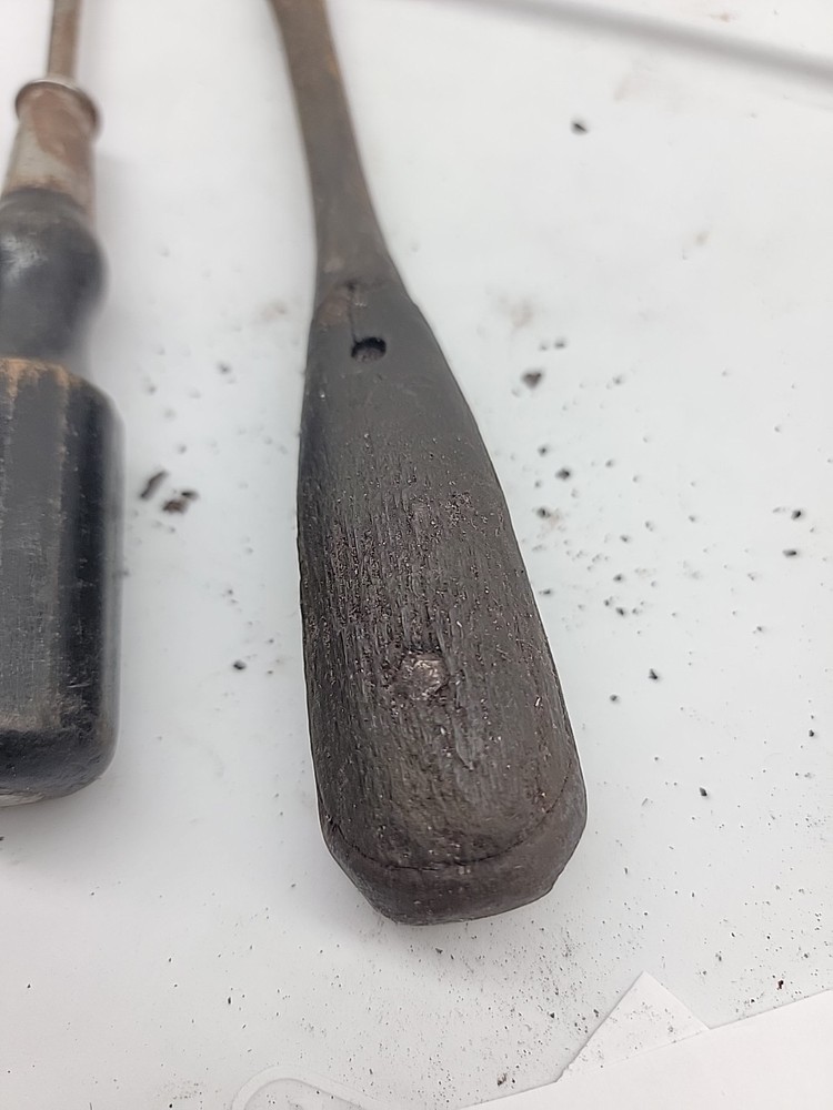 Vintage Hand Tools Screw Drivers Flat Wood Handle