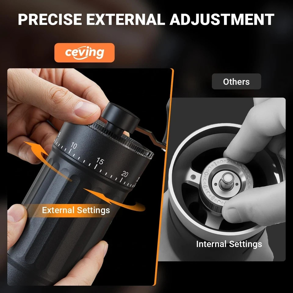 Mini Manual Coffee Grinder, Portable Hand Mill, 30G Capacity, Adjustable Setting