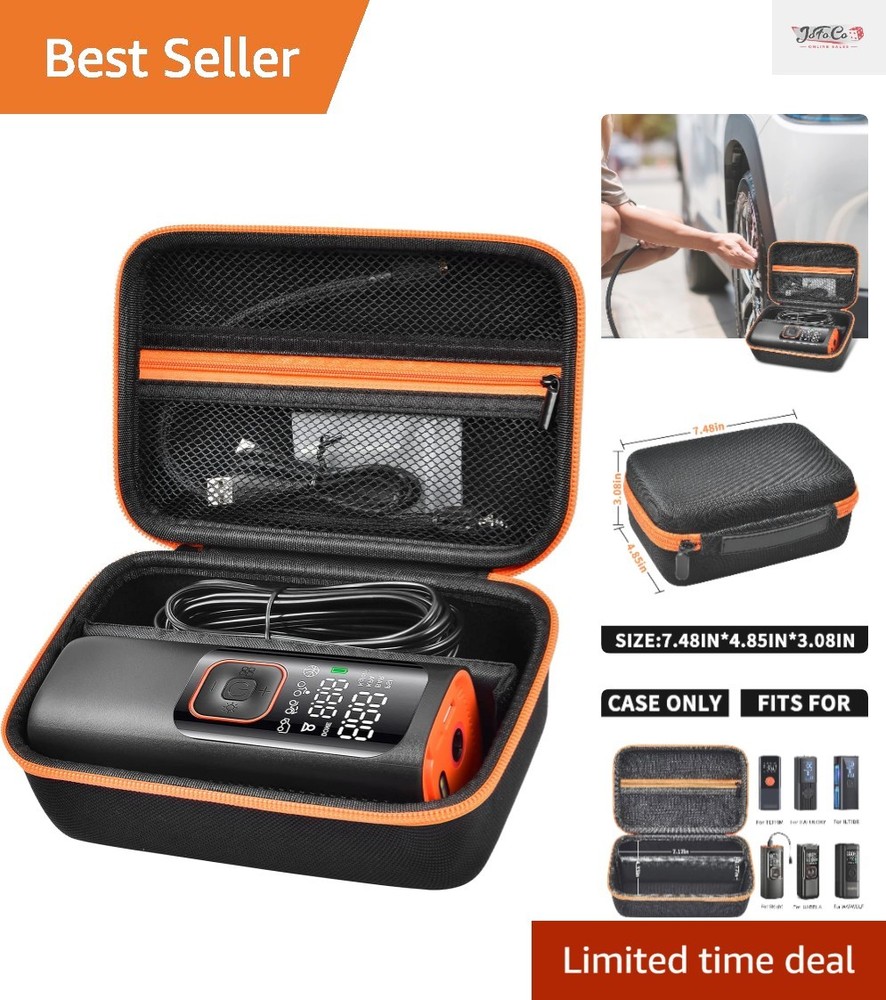 Compact & Durable Tire Inflator Case with Adjustable Divider for Accessories
