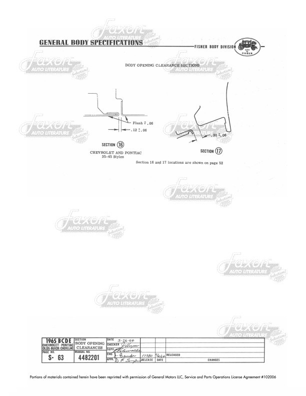 1965 Fisher Body Specifications Assembly Manual B C D E Bodies
