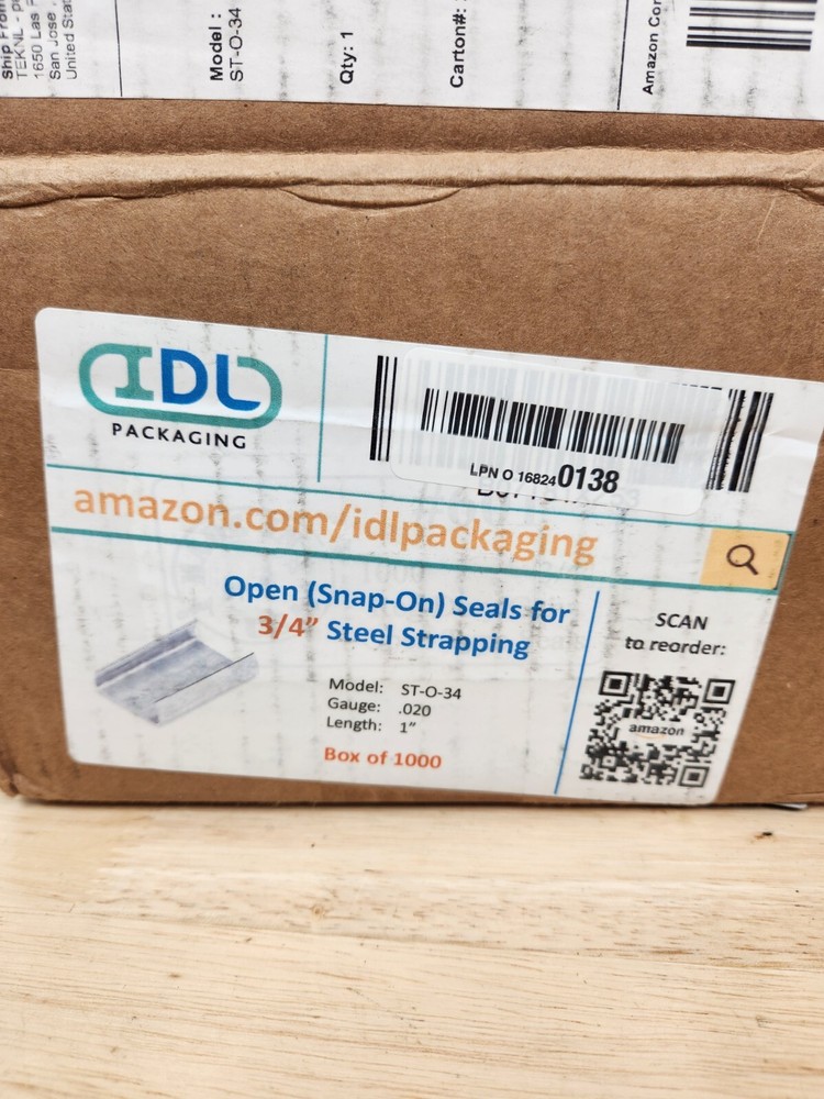 IDL Packaging Open Snap-On Seals for 3/4" Strap Width Steel Strapping Pack 1000