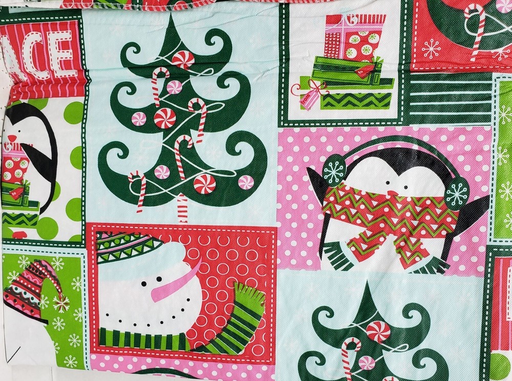 Vinyl Kitchen Tablecloth,52"x90"Oblong(6-8 people) CHRISTMAS THEME PATCHWORK,ELH