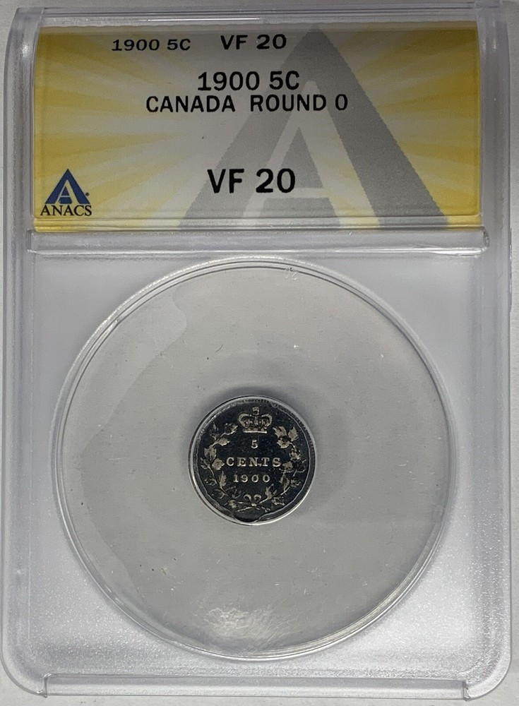1900 Canada 5 Cent Round 0 ANACS VF 20 W4