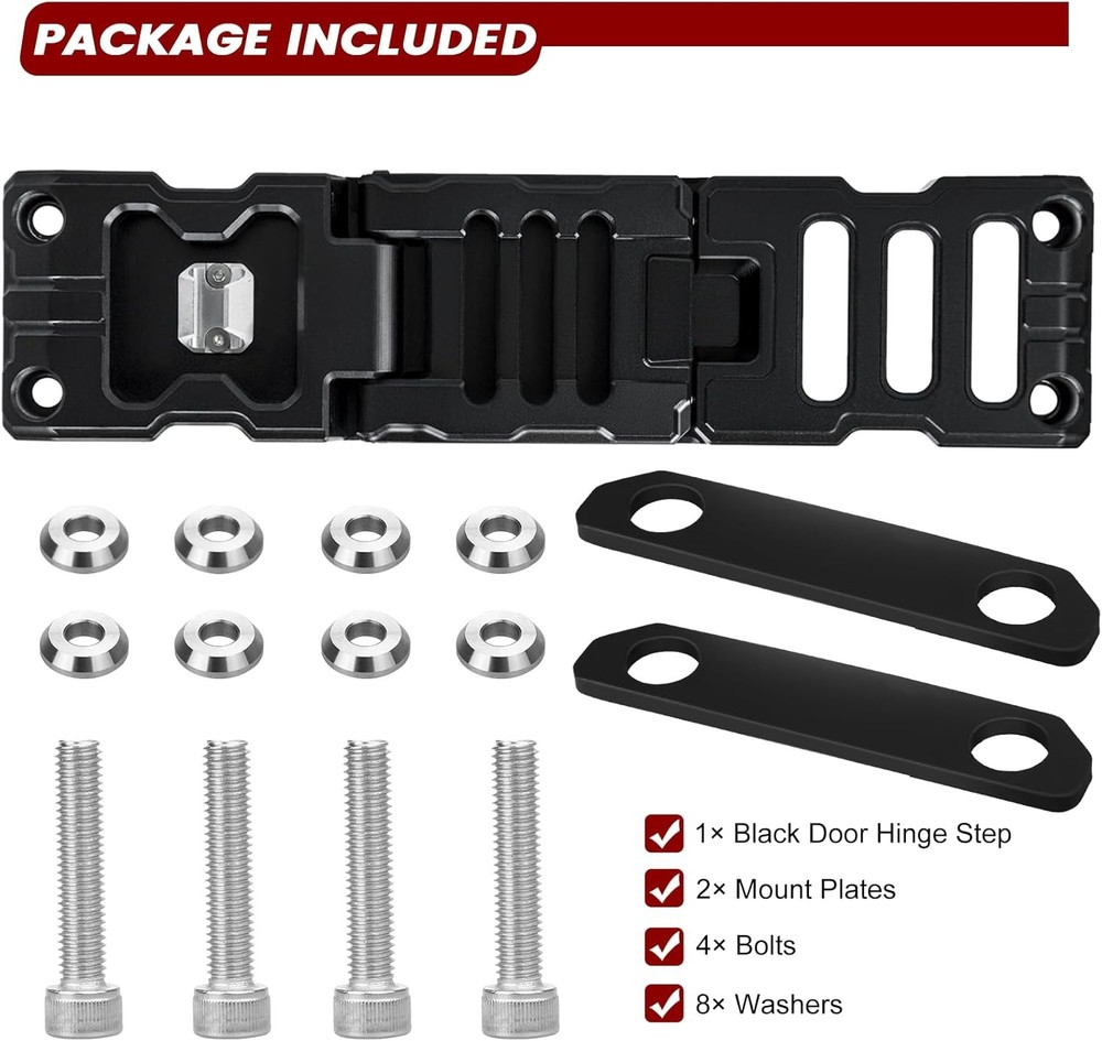 Side Door Hinge Foot Step - Folding Steps for hinge step, black