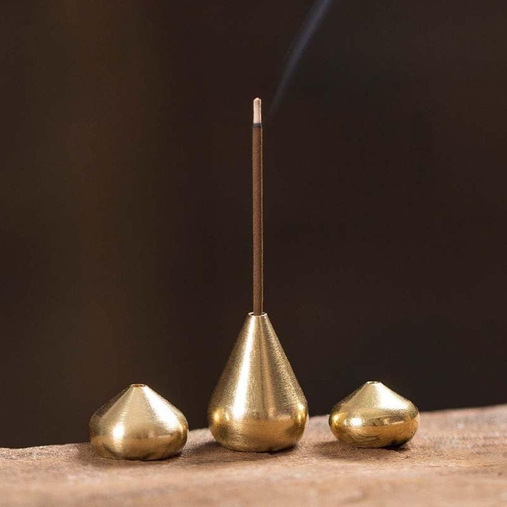 3Pcs Gold Mini Brass Incense Holder, Cone Portable Coil