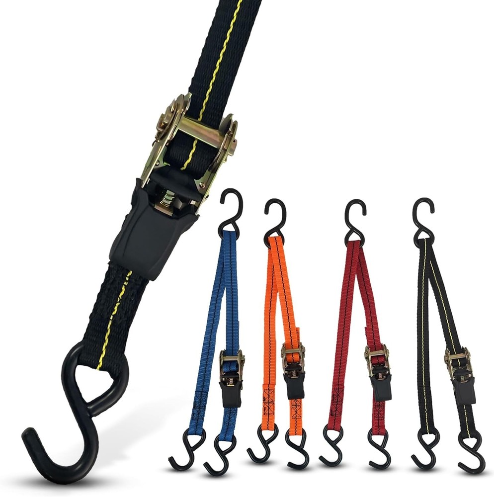 3 Point Tie Down Ratchet Strap for Jet Ski, Sea Doo & Wave Runner - 8', Black