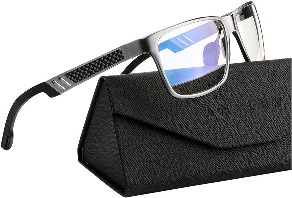 Blue Light Blocking Glasses Men Computer Gaming Glasses Lightweight Al-Mg Metal