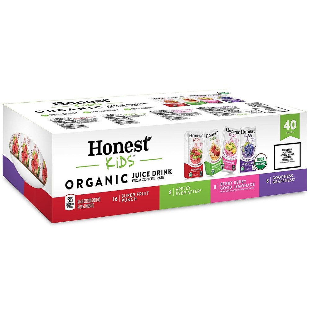 Honest Kids Organic Assorted Fruit Juice Drink Boxes 40 ct 6 oz