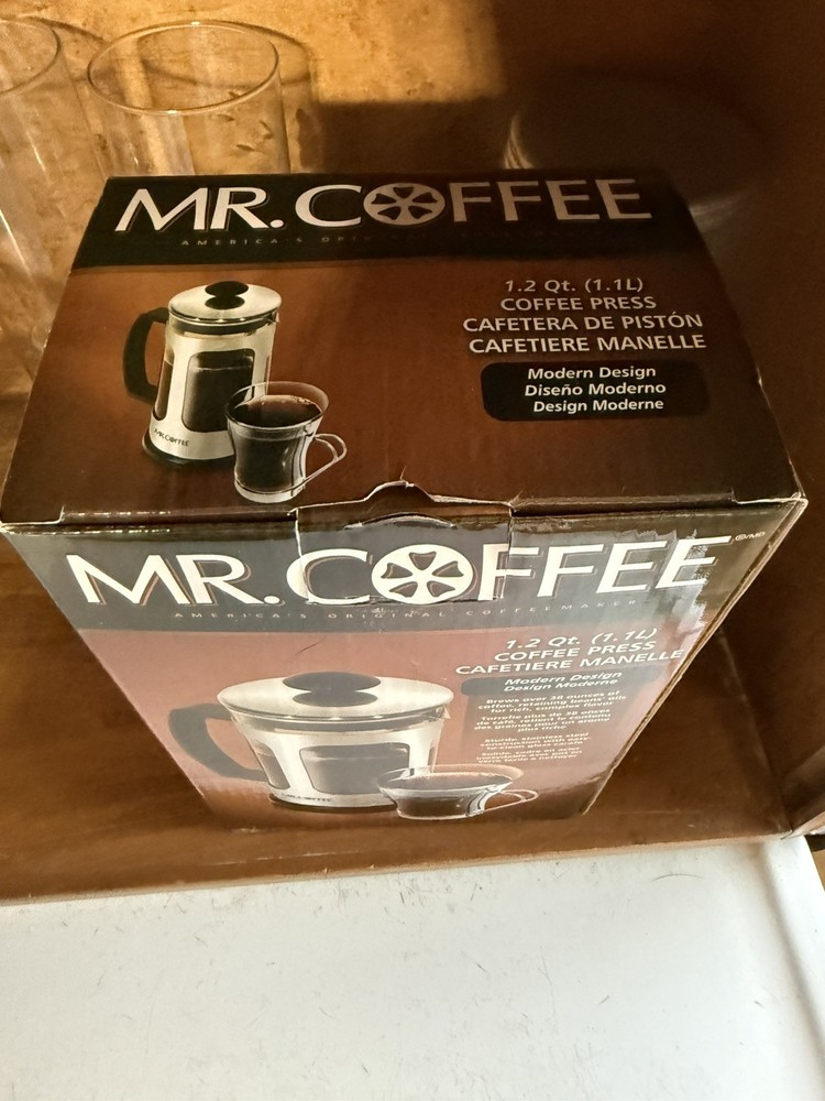 Mr. Coffee 1.2 Qt. Coffee Press Modern Design. Dishwasher Safe