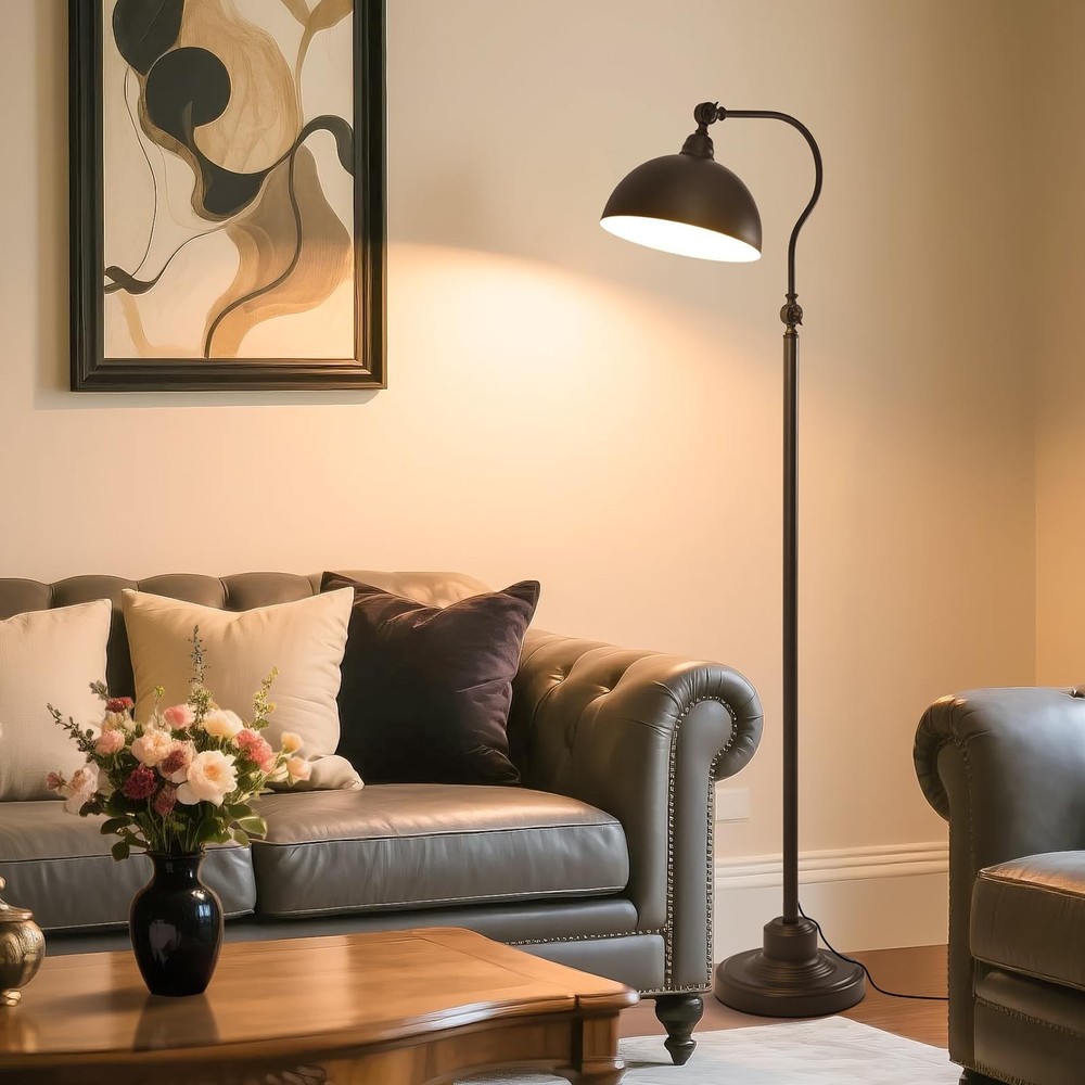 Bright Reading Floor Lamp with Remote Control and Bluetooth Dimming,Rustic Vi...