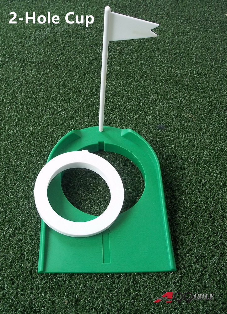 A99 Golf 2-Hole Putting Cup Adjustable Flagpole Hole Indoor Training Aids - 1Set