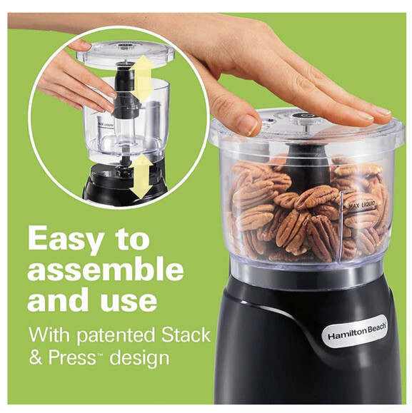 Hamilton 72850 Beach Stack & Press 3-Cup Chopper - Black