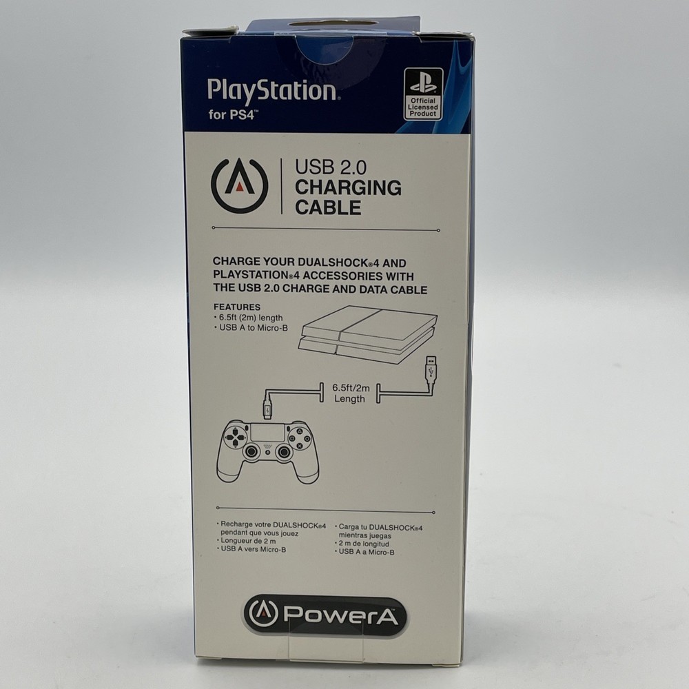 PowerA - USB Charge Cable for PlayStation 4 - Black 6.5ft Cable
