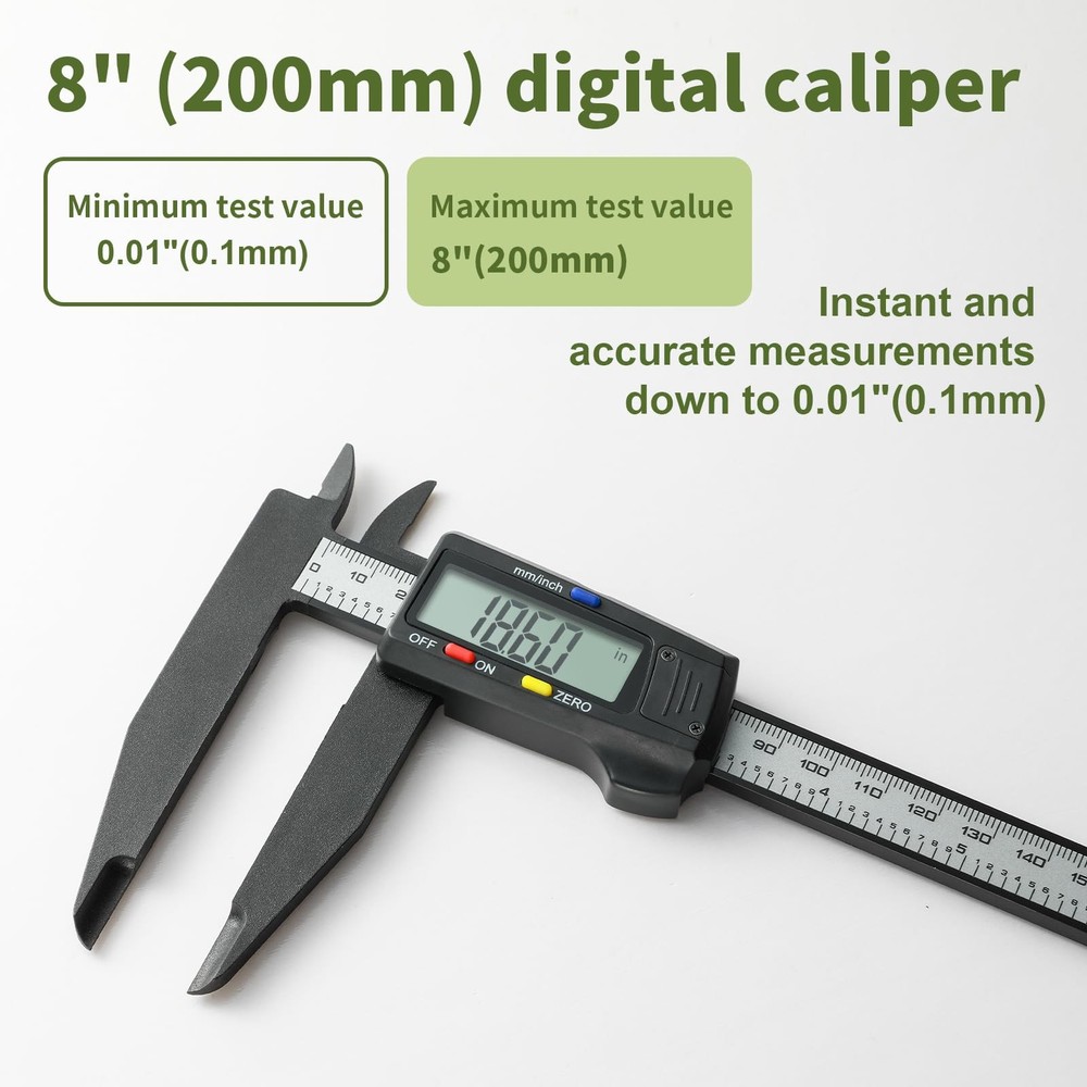 SCITOOLS Digital Caliper 0-8Measuring Tool, Micrometer Caliper with Auto-Off Fea