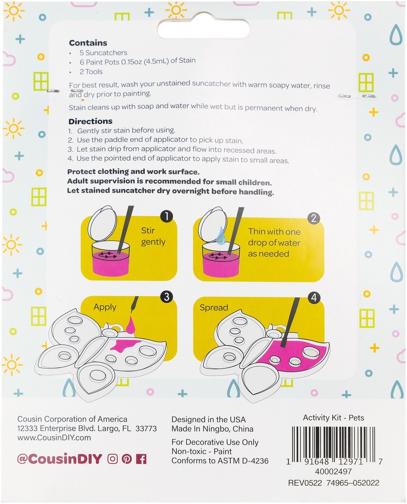 CousinDIY Suncatcher Kit-Pets, Makes 5