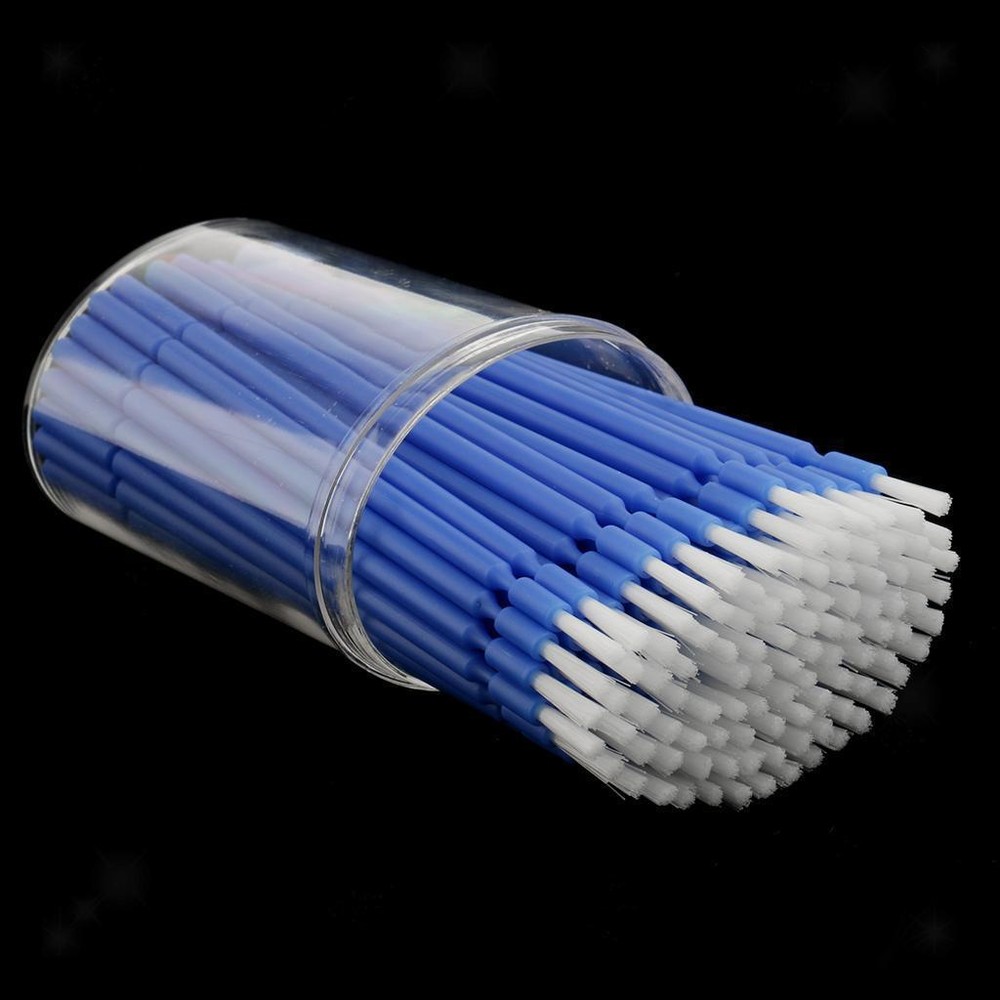 100 Pcs/Pack Dental Disposable Single End Brush Micro Applicator Bendable Blue