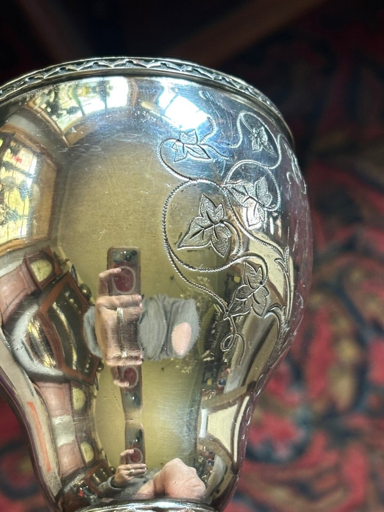 Pr Wilcox Silver Plate Victorian Goblets Ivy
