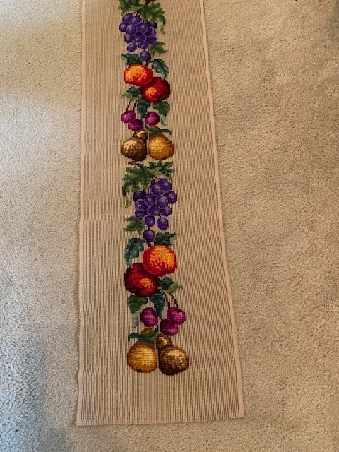 Fruit Needlepoint Panel Bell Pull/Banner 10" x 64" Vintage--grapes cherries etc