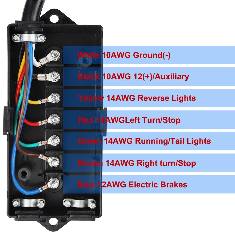 4ft 8ft Trailer Cord 7 Way Plug 7-Pole Inline Junction Box Wiring Harness Kit