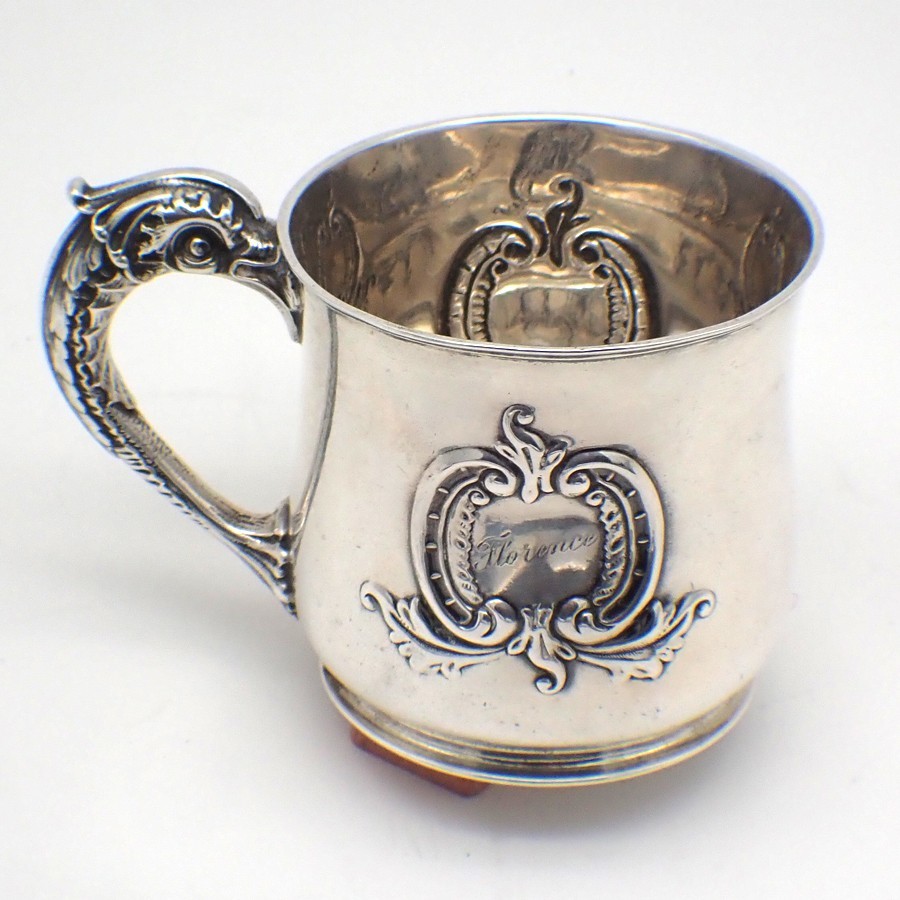 Antique Cup Dolphin Handle Sterling Silver Gorham 1895 Inscribed
