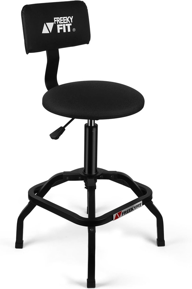 Shop Stool W/ Backrest Mechanic Garage Stool Workshop Adjustable Shop Stools