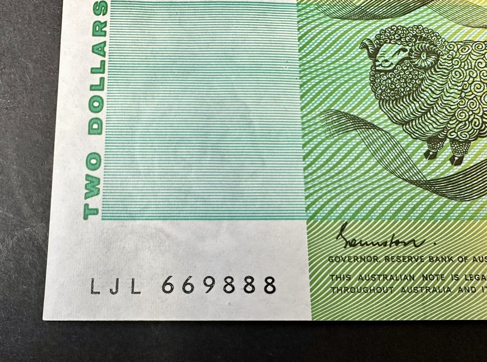$2 Note Australian Decimal Paper Semi Solid Serial Number Uncirculated (Lot 104)